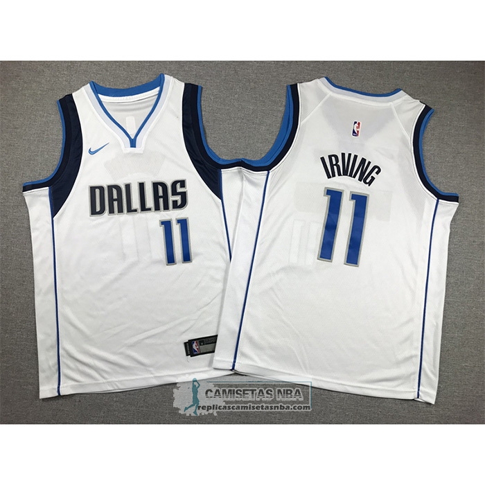 Camiseta Nino Dallas Mavericks Kyrie Irving NO 11 Association 2022-23 Blanco